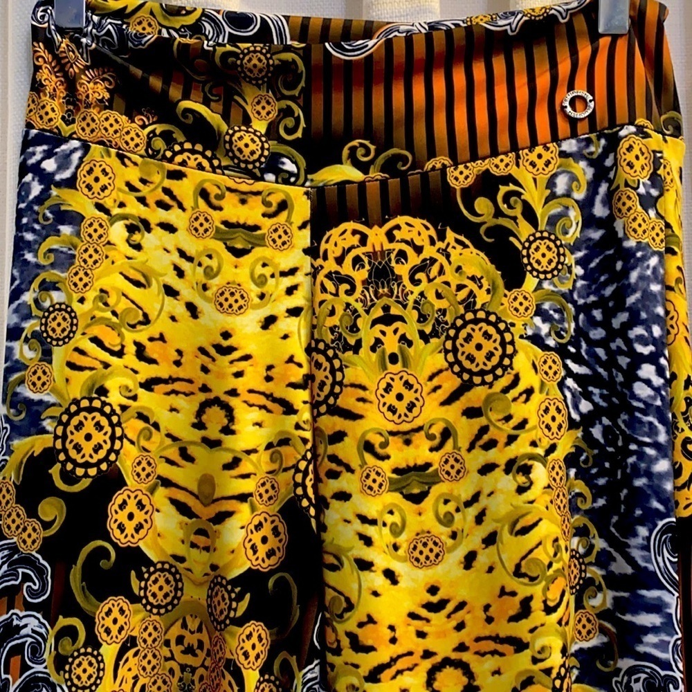 NWOT Bluefish Brazilian Yellow & Black Elastic Waist Wide Leg Polyester Pants - Picture 3 of 6